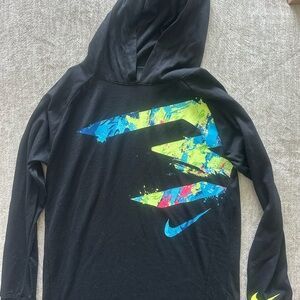 Nike Kids Black Hoodie with Vibrant Graphic